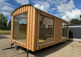 Remorque mobile 4 saisons – 20 x 9 pi – Structure acier, bois et double vitrage