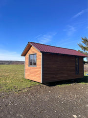 Maison mobile 20 pieds x 8, recouverte en bois usagé, toit en acier, meublée et confortable