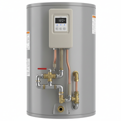 Chauffe-eau pour maison mobile - vue de côté avec raccords