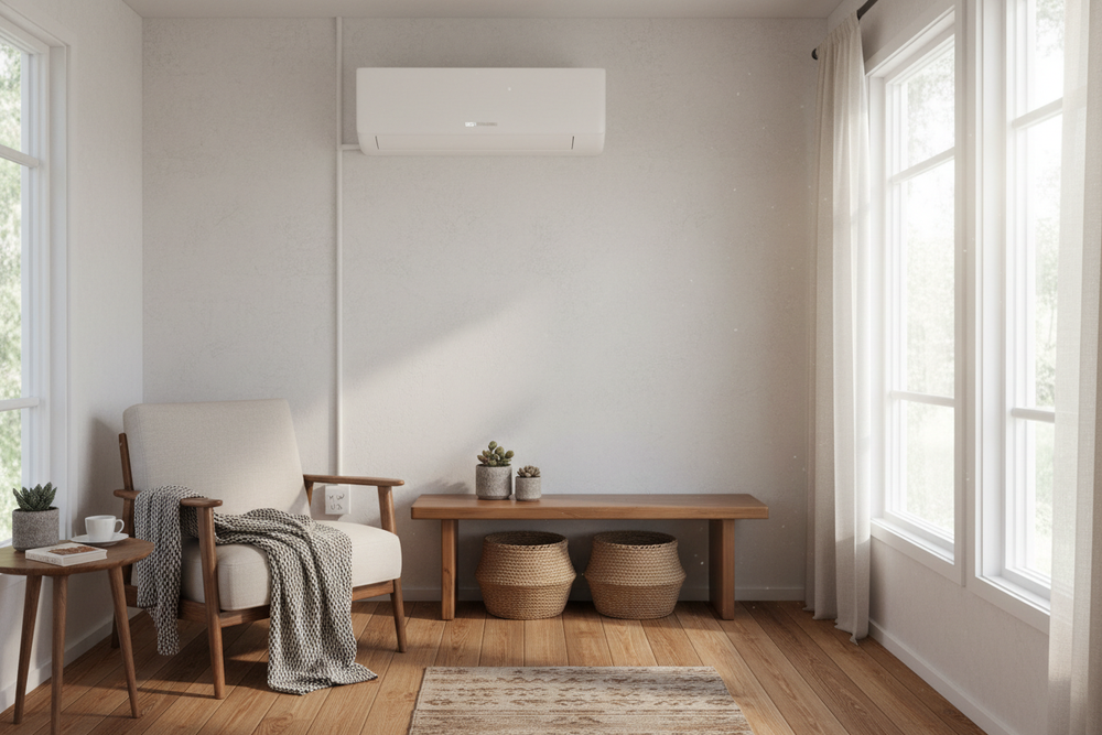Climatiseur mini-split installé dans une tiny house